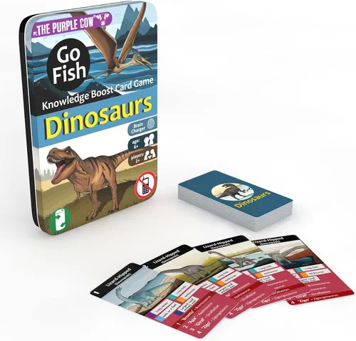 Vista 2 de The Purple Cow Go Fish! - Dinosaurios - El clásico juego de cartas con un impulso de conocimiento general para niños y familias a partir de 6 años