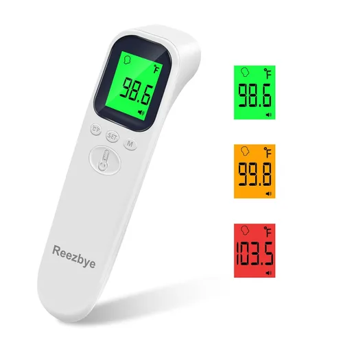 Vista 7 de Termómetro sin contacto – Termómetro digital de frente para bebés, niños y adultos, alarma de fiebre de 3 colores, 2 en 1 modo de frente y objeto