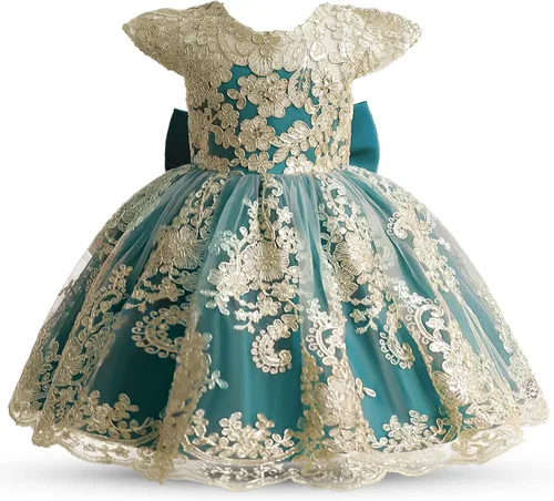 Vista 2 de NNJXD - Vestido de princesa de tul con flores, para usar en bodas, para niñas pequeñas y bebés
