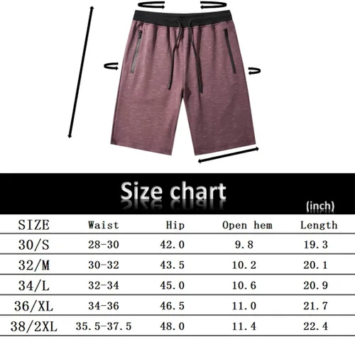 Vista 4 de Tansozer Pantalones cortos deportivos para hombre con bolsillos con cierre