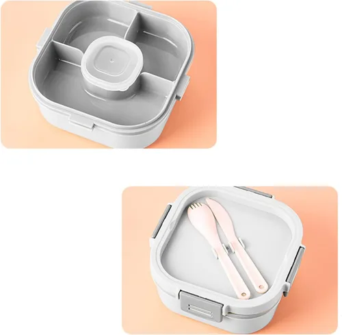 Vista 8 de Lonchera sellada para ensalada, contenedor de plástico para ensalada, para microondas, ensalada, lonchera, contenedor para aderezos de ensalada