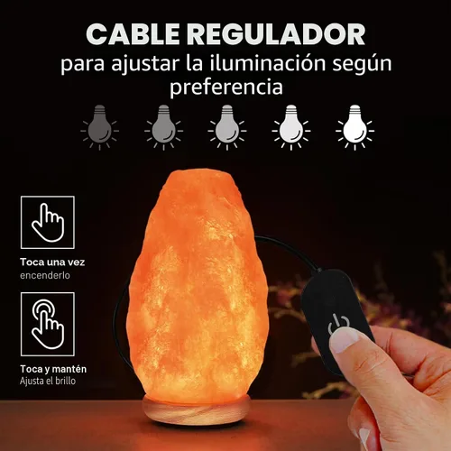 Vista 4 de Himalayan Glow Lámpara de sal con interruptor de atenuación táctil de 5-7 libras