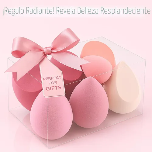 Vista 7 de Juego de esponjas de maquillaje Foonbe, esponjas difuminadoras, 7 piezas para líquido, crema y polvo, sin látex, esponjas de belleza multicolor