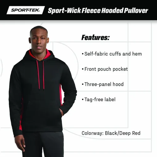 Vista 5 de SPORT-TEK Sudadera deportiva con capucha de forro polar con capucha para hombre