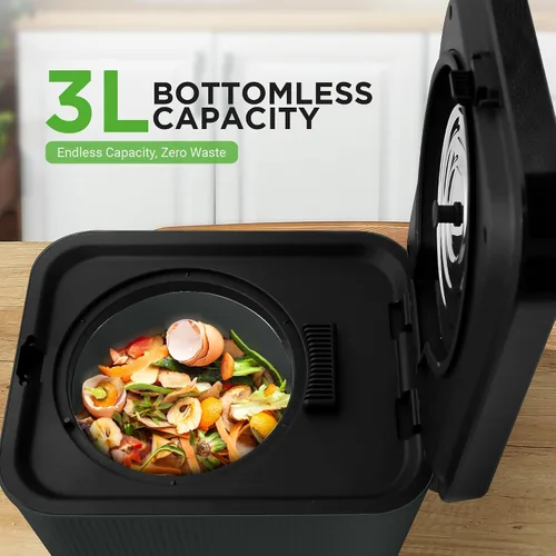 Vista 6 de NutriChef - Compostador eléctrico de cocina Reciclador de alimentos de 3 cuartos de galón Recipiente de compostaje de residuos de alimentos