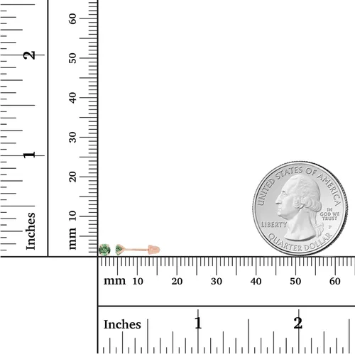 Vista 4 de Aretes de tuerca solitario de oro macizo de 14 quilates hipoalergénicos de 0.118in con piedra natal redonda, Metal Gema Piedra, Circonia cúbica