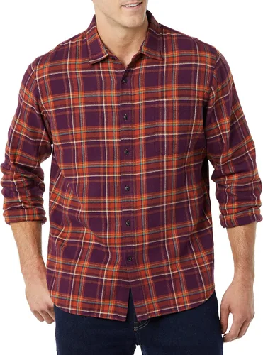 Vista 12 de Amazon Essentials Camisas de franela de manga larga para hombre, corte ajustado, a cuadros con botones