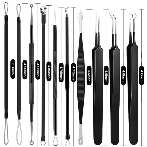 Vista 7 de Boxoyx - Kit de herramientas para reventar espinillas, kit de 10 piezas para eliminar puntos negros, kit extractor de comedones con caja