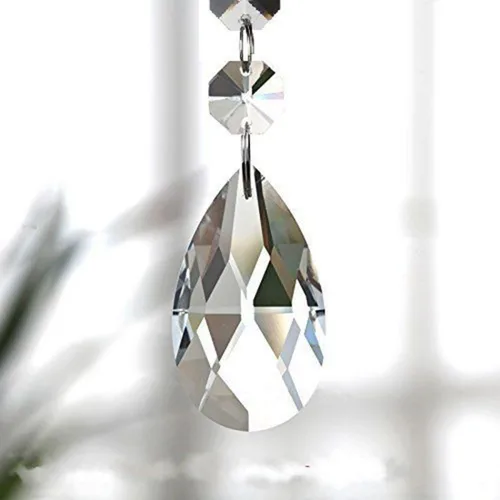 Vista 7 de H & D Bola de vidrio Prismas – Lámpara de techo con brazos, piezas de repuesto Teardrop Chandelier Crystal Glass Pendants Beads 20 Pcs Set for