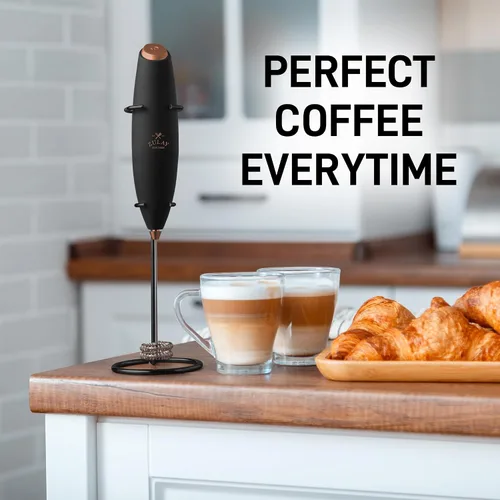 Vista 435 de Zulay Milk Boss Espumador de leche potente manual, hace espuma para latte, batidor para mezclar bebidas, café, miniespumador para capuchino, frappé
