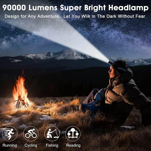 Vista 9 de Faro recargable LED ajustable 90000 LM Zoom para acampar al aire libre