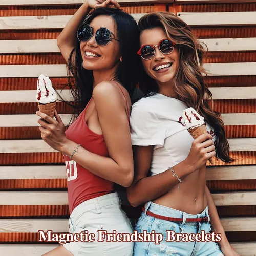 Vista 5 de GIEIWIW Magnetic Couple Bracelet Set Friendship Couple Long Distance Bracelet Gold Bracelet Women Men for Graduation Valentine's Day Father's Day