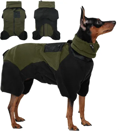 Vista 9 de DENTRUN - Abrigo de invierno para perros pequeños, chaqueta de forro polar cálido con cuello alto extraíble, suéter acogedor para cachorros en clima
