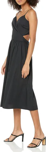Vista 3 de The Drop Vestido midi Makenna con tirantes cruzados y espalda fruncida para mujer Negro