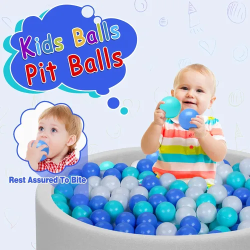 Vista 4 de Hovenlay 100 bolas para piscina de bolas para niños, bolas de plástico para piscina de bolas, bolas de juego para bebés y niños pequeños, ideal