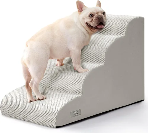 Vista 19 de Dog Steps for Bed and Couch, Pet Stairs for Small Dogs and Cats, Khaki Caqui