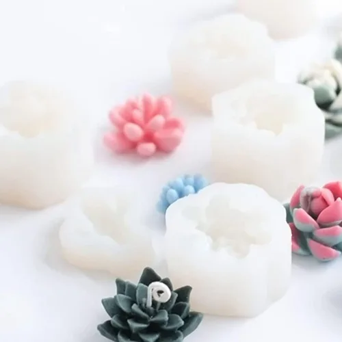 Vista 2 de 9 moldes de silicona para suculentas, moldes de resina de flores de cactus 3D, moldes de arcilla de cactus, molde de pastel de flores, moldes