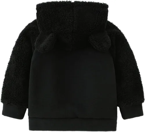 Vista 2 de AMIYAN Sudadera con capucha de forro polar con forma de orejas de oso, sudadera con capucha y cremallera para niños pequeños