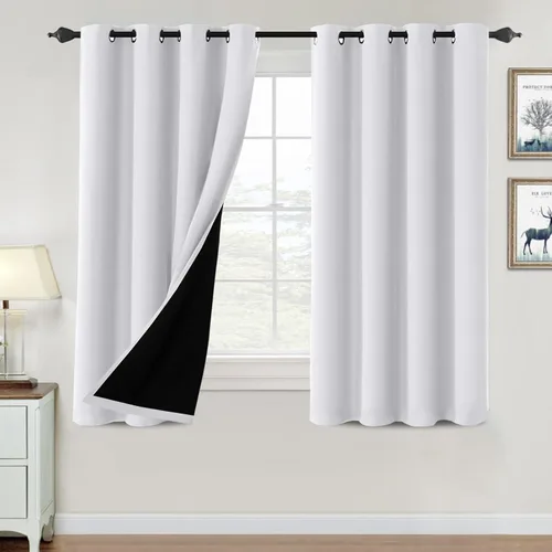 Vista 121 de H.VERSAILTEX Cortinas 100% de opacidad para dormitorio, con aislamiento térmico, cortinas opacas de 63 pulgadas de largo, cortinas de bloqueo