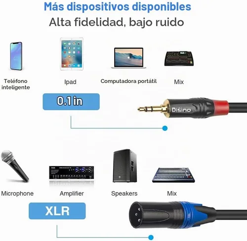 Vista 4 de Cable divisor Y de 1/8 pulgadas a doble XLR macho, adaptador de interconexión desequilibrado de 3,5 mm mini jack TRS estéreo a doble XLR macho