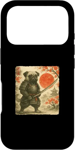 Vista 30 de Pug Samurai Japanese Warrior Costume Sumi-e Art Funny Case for iPhone 17