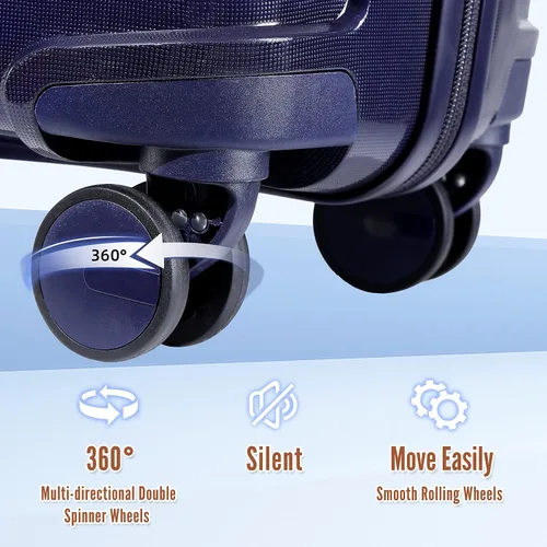 Vista 6 de Joyway maleta de equipaje, Azul, Equipaje Spinner Ruedas Hardside Equipaje 8pcs Set Ligero Pp Durable Equipaje Con Tsa Lock..