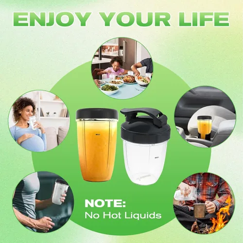 Vista 21 de Vasos de licuadora de repuesto para licuadora Nutribullet de 18 onzas con tapa, compatible con Nutribullet 600 W 900 W licuadora exprimidor