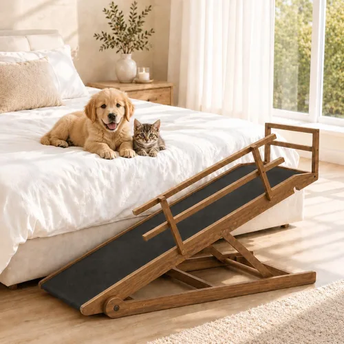 Vista 13 de Slsy Rampa para perros para cama, rampa ajustable para mascotas para perros Negro