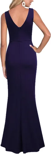Vista 2 de WOOSEA Vestido largo sin mangas con cuello en V para mujer