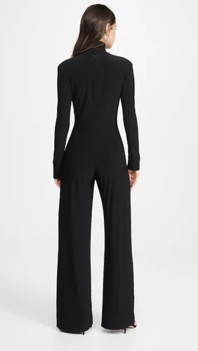 Vista 3 de Norma Kamali Mono de manga larga con cuello alto para mujer