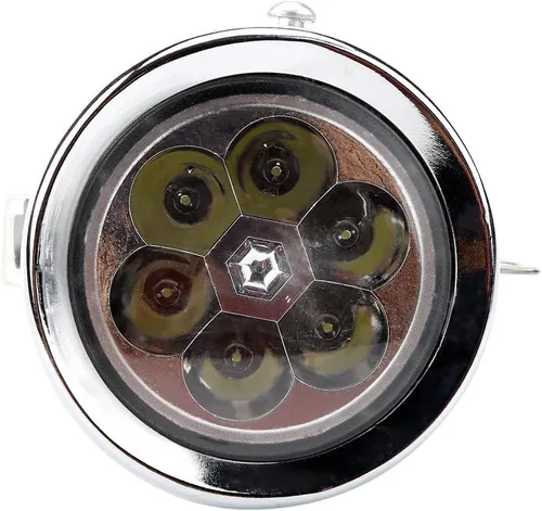 Vista 4 de Faro de bicicleta vintage, luz LED para bicicleta, 6 LED retro para bicicleta, linterna frontal con alto brillo y soporte de montaje (plateado)