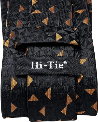 Vista 108 de Hi-Tie Corbatas de seda para hombre, diseño de cachemira a rayas, con bolsillo, gemelos cuadrados, conjunto formal de negocios