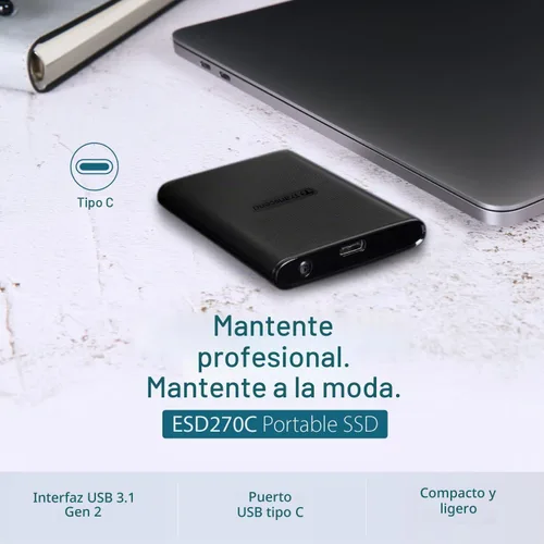 Vista 3 de Transcend SSD portátil ESD270C de 250 GB de hasta 520 MB/s