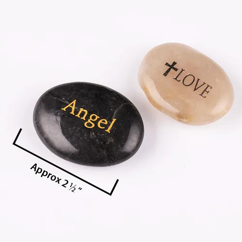 Vista 5 de ROCKIMPACT 50 piedras de ángel guardián de ángel de la serenidad, guijarro de oración de serenidad, grabado, inspirador, inspirador, rocas