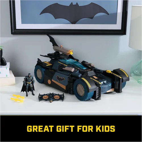 Vista 6 de DC Comics Batman, juego transformador definitivo de Batmóvil, juego 2 en 1 con figura exclusiva y planeador, luces, sonidos, juguetes para niños
