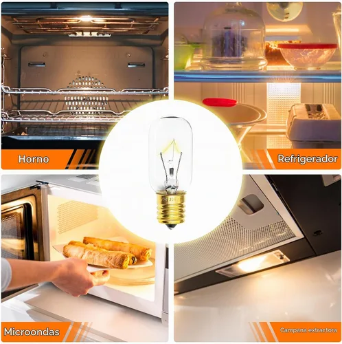Vista 2 de Bombilla para horno microondas LG – Compatible con LG Frigidaire Ken-More Whirlpool GE Over the Range Microondas, base regulable 125V 30W E17, luz