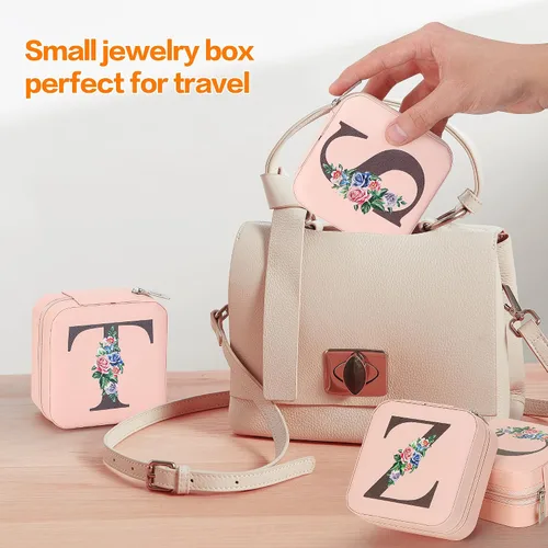 Vista 6 de LETURE Joyero de viaje pequeño joyero organizador de joyas con espejo, regalos únicos para mujeres, adolescentes, niñas, mamá, abuela, regalos
