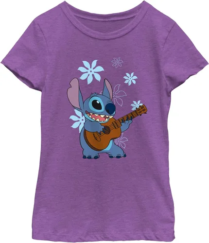 Vista 38 de Camiseta de danza floral Lilo & Stitch con ukelele para niñas Gris asfalto