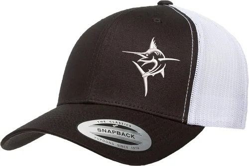 Vista 32 de Embroidered Swordfish Trucker Hat for Men & Women – Adjustable Mesh Back Snapback Baseball Cap for Fishing Negro-swwt