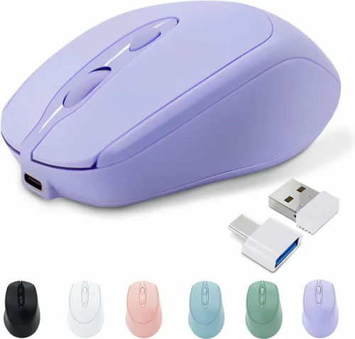 Vista 8 de Ratón inalámbrico recargable Bluetooth silencioso para portátil, iPad, MacBook, PC, Surface Pro, Lenovo, tableta Samsung, diseño ergonómico (negro)