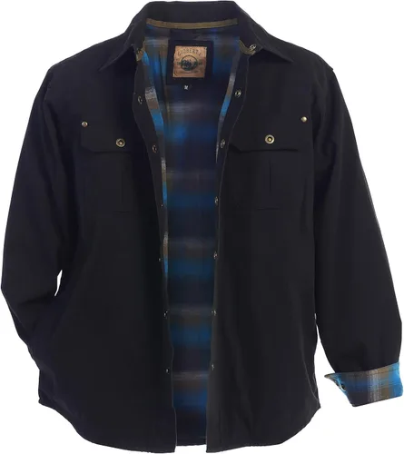 Vista 9 de Gioberti - Chaqueta de camisa de sarga cepillada y suave de 100% algodón con forro de franela para hombre Caqui