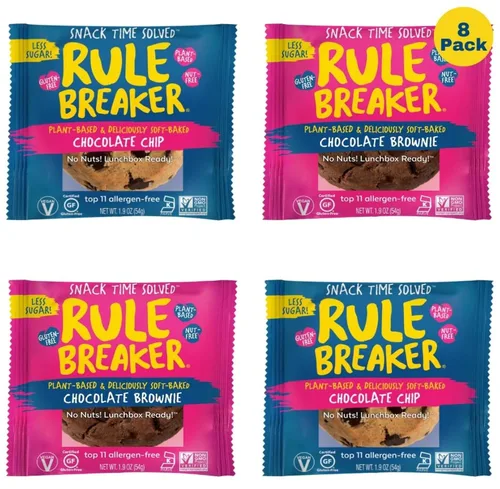 Vista 14 de Rule Breaker - Galletas veganas, sin gluten, sin nueces, hipoalergénicas, Kosher, envueltas individualmente, 1.9 oz, aperitivos