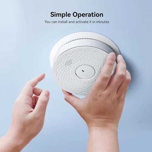Vista 7 de Combo de detector de humo y monóxido de carbono con alerta de voz, alarma de incendio y CO con luz LED y botón de prueba, verificación automática