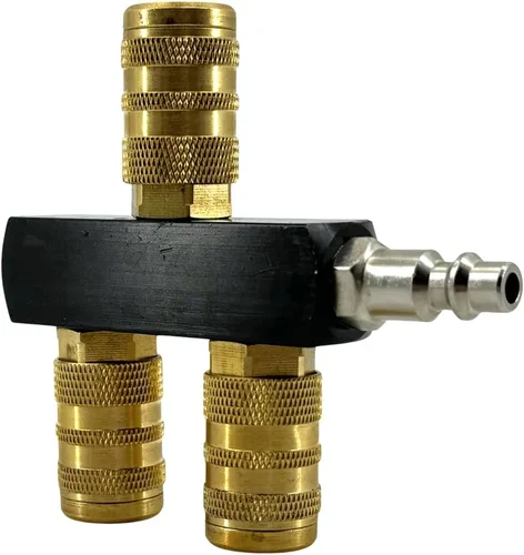 Vista 3 de Zeluga 22-161 Colector de aire de 3 vías con acoplador de conexión rápida NPT de 1/4 pulgadas, divisor de aire neumático industrial, conector