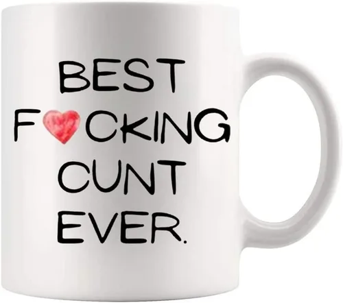 Vista 2 de Fonhark - Best Fucking Cunt Ever, Taza divertida para ella, taza de café para esposa, taza de coño, taza de café novedosa de 11 oz, color blanco