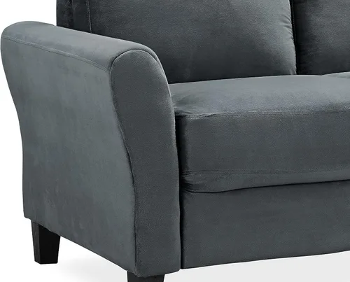 Vista 4 de Studio Living Watford - Sofá de 80.3 pulgadas, estilo tradicional, comodidad de bobina de bolsillo, patas negras, tela de microfibra, gris oscuro
