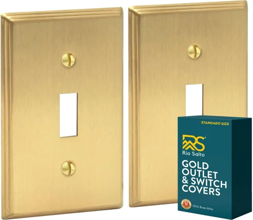 Vista 33 de Rio Salto BRASS Deco Collection - Placa de pared ciega de metal dorado de tamaño estándar, cubierta de salida resistente a la corrosión