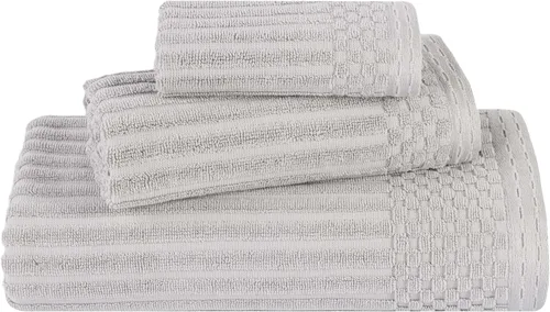 Vista 109 de Superior Juego de 6 toallas de algodón sólido y acanalado, toallas de cara de 13 x 13 pulgadas, toallas de mano de 16 x 28 pulgadas, toallas de baño