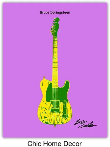 Vista 8 de Decoración de pared de guitarra - Jimi Hendrix, Stevie Ray Vaughan, Eric Clapton, Springsteen, Lennon - Juego de pósteres de arte pop de Andy Warhol