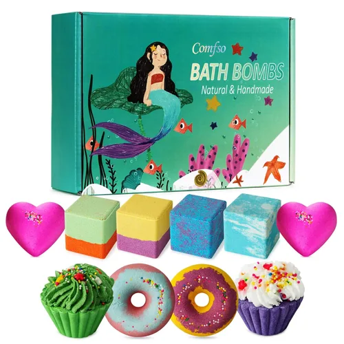 Vista 7 de Bombas de baño para niñas - Bombas de baño, regalos de Navidad para mujeres y niños, baño de burbujas, juego de regalo de bombas de baño hecho a